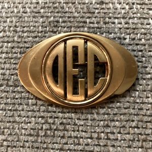 Vintage signed Monocraft brooch with initials DEC
